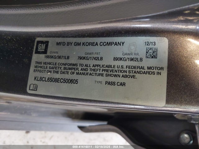 KL8CL6S08EC500605 Chevrolet Spark Ev 2lt