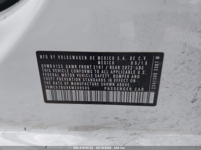 3VWC57BU9KM209595 Volkswagen Jetta 1.4t R-line/1.4t S/1.4t Se