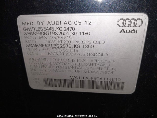 2012 AUDI Q5 WA1LFAFP5CA114610 Photo 8