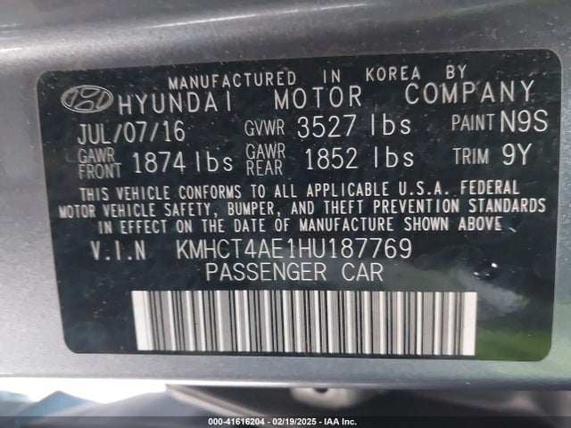 Hyundai ACCENT SE 2017 KMHCT4AE1HU187769 Image 9
