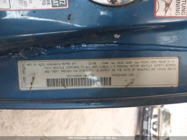 2000 AUDI TT TRUTS28N9Y1000125 Photo 8