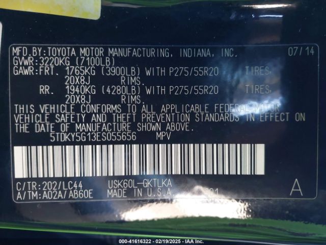 5TDKY5G13ES055656 Toyota Sequoia Limited 5.7l V8