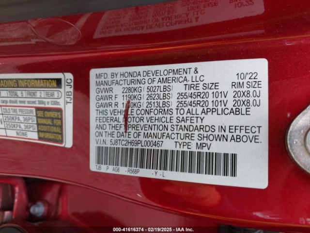 5J8TC2H69PL000467 Acura Rdx A-spec Package