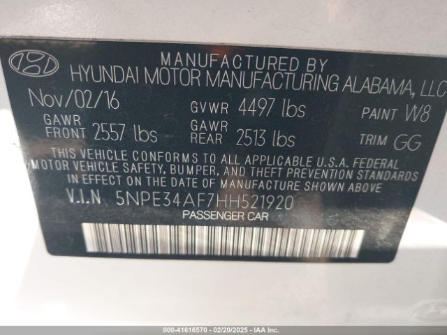 5NPE34AF7HH521920 Hyundai Sonata Sport