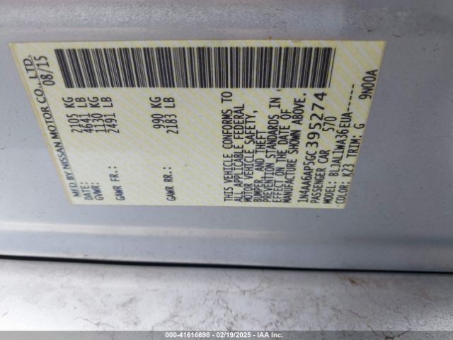 1N4AA6AP5GC395274 Nissan Maxima 3.5 Sr