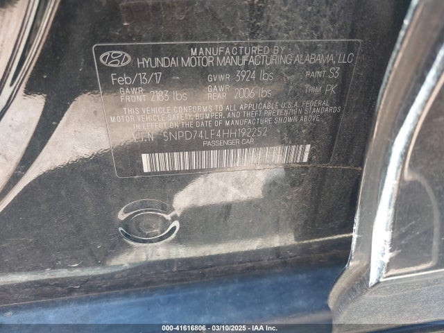 Hyundai ELANTRA SE 2017 5NPD74LF4HH192252 Image 9