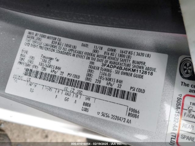3FADP4BJ6KM112818 Ford FIESTA SE