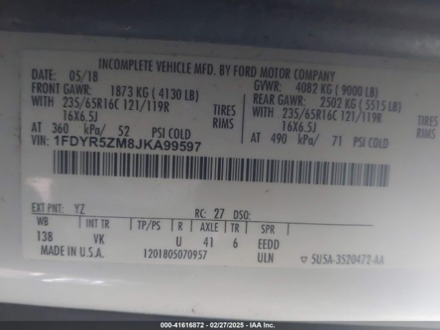 1FDYR5ZM8JKA99597 Ford Transit-250 Cab
