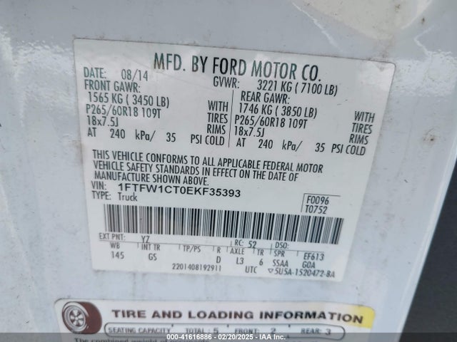 Ford F-150 Xlt 2014 1FTFW1CT0EKF35393 Image 9