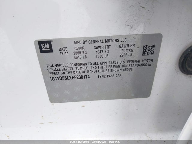Chevrolet MALIBU 2LT 2015 1G11D5SLXFF238174 Image 9
