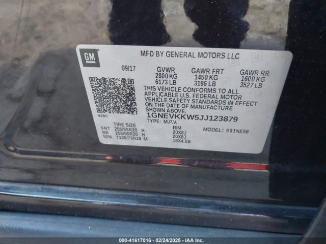 1GNEVKKW5JJ123879 Chevrolet Traverse High Country
