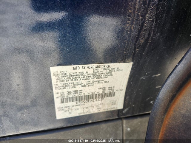 Ford TAURUS SE 2017 1FAHP2D83HG113329 Image 9