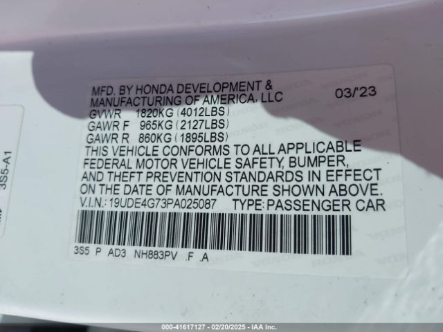 19UDE4G73PA025087 Acura Integra A-spec W/ Technology