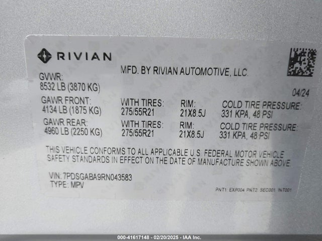Rivian R1s Adventure Quad Motor Large Pack 2024 7PDSGABA9RN043583 Image 9