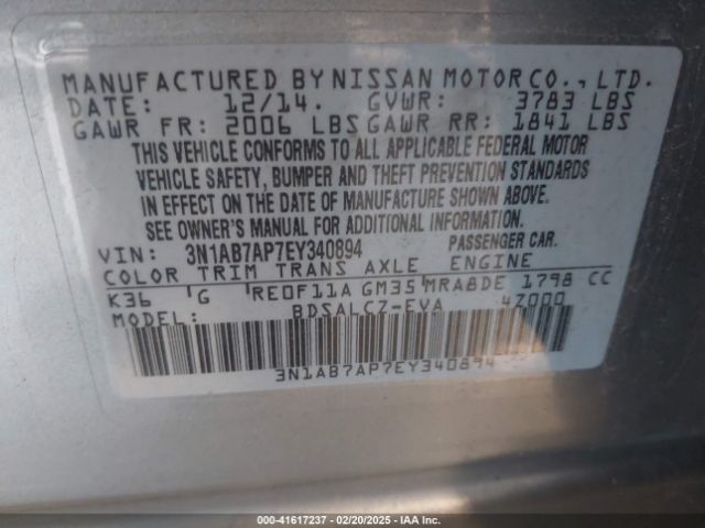 3N1AB7AP7EY340894 Nissan SENTRA S
