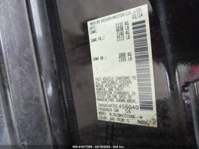 1N4AA5AP2EC456040 Nissan Maxima 3.5 S