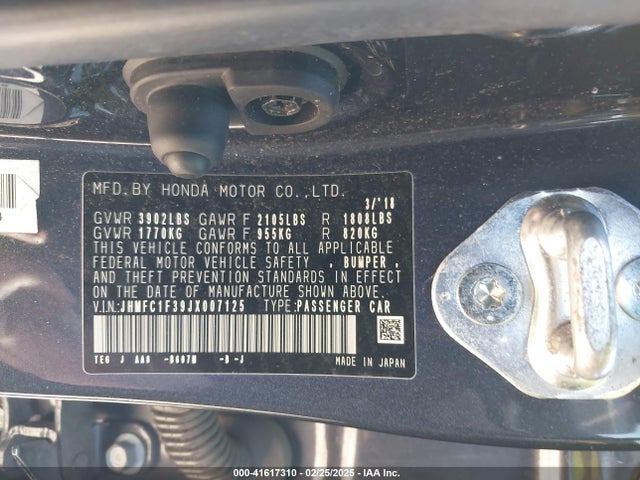 JHMFC1F39JX007125 Honda Civic Ex-t