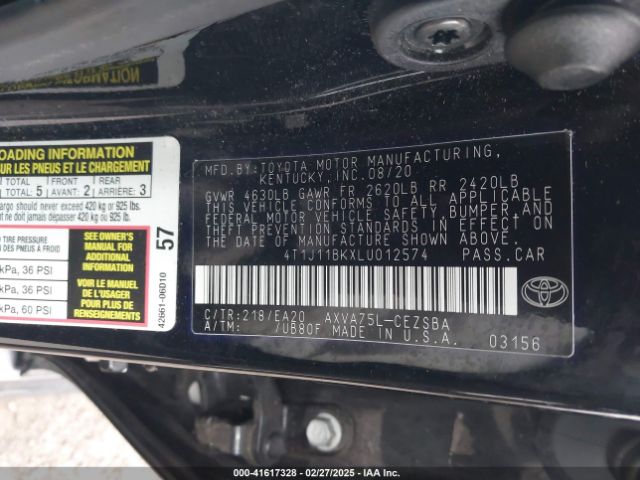 4T1J11BKXLU012574 Toyota Camry Se Awd