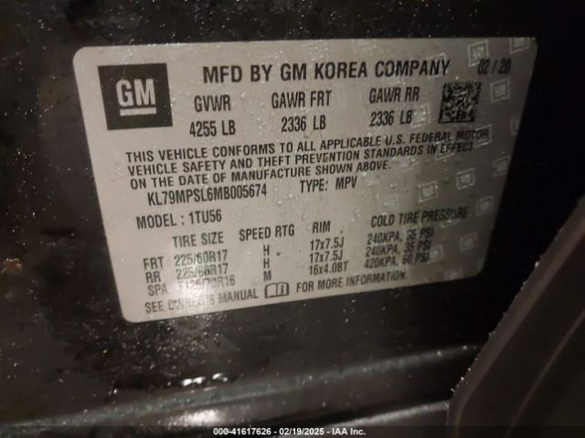 KL79MPSL6MB005674 Chevrolet Trailblazer Fwd Lt
