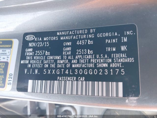 5XXGT4L30GG023175 KIA Optima Lx
