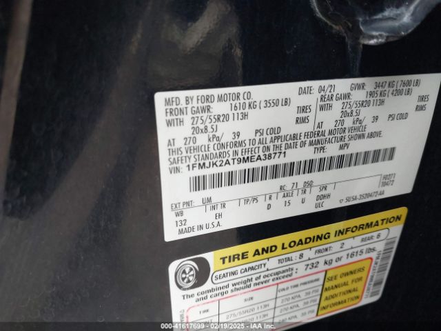 1FMJK2AT9MEA38771 Ford Expedition Limited Max