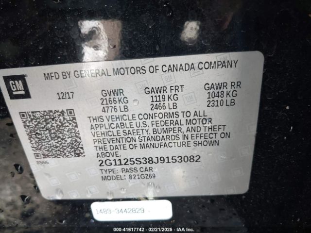 2G1125S38J9153082 Chevrolet IMPALA 2LZ