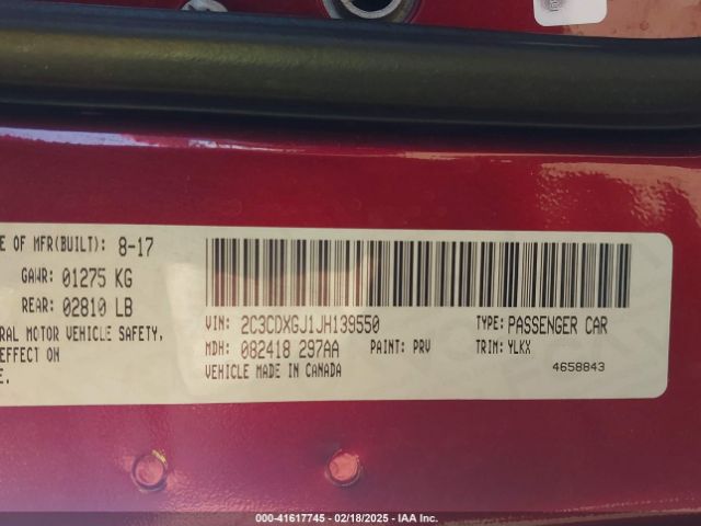 2C3CDXGJ1JH139550 Dodge Charger Daytona 392 Rwd