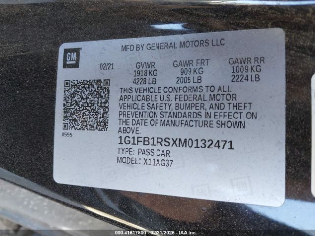 1G1FB1RSXM0132471 Chevrolet Camaro Rwd  1lt