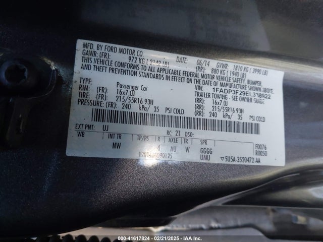 Ford FOCUS SE 2014 1FADP3F29EL338922 Image 9
