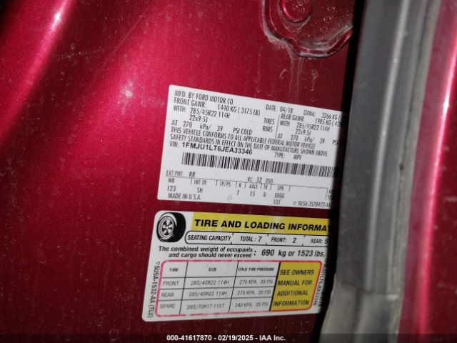 1FMJU1LT6JEA33346 Ford Expedition Platinum