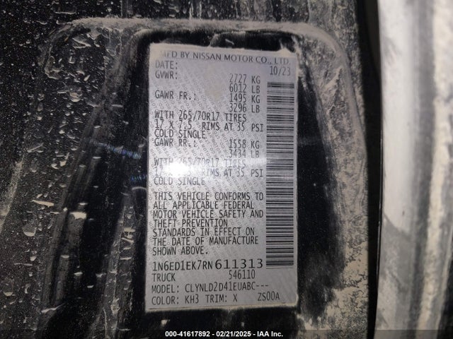 1N6ED1EK7RN611313 Nissan Frontier Pro-4x 4x4