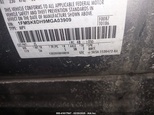 1FMSK8DH9MGA03909 Ford EXPLORER XLT