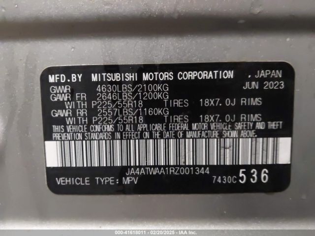 JA4ATWAA1RZ001344 Mitsubishi Eclipse Cross Se/sel