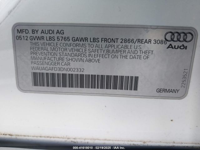 2013 AUDI A8 WAUAGAFD3DN002332 Photo 8