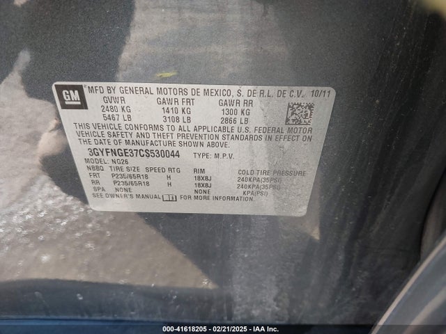 2012 CADILLAC SRX 3GYFNGE37CS530044 Photo 8