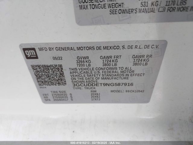 3GCUDDET9NG587916 Chevrolet Silverado 1500 4wd  Standard Bed Lt
