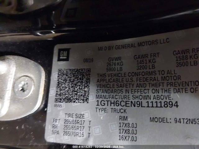 1GTH6CEN9L1111894 GMC Canyon 4wd  Sle