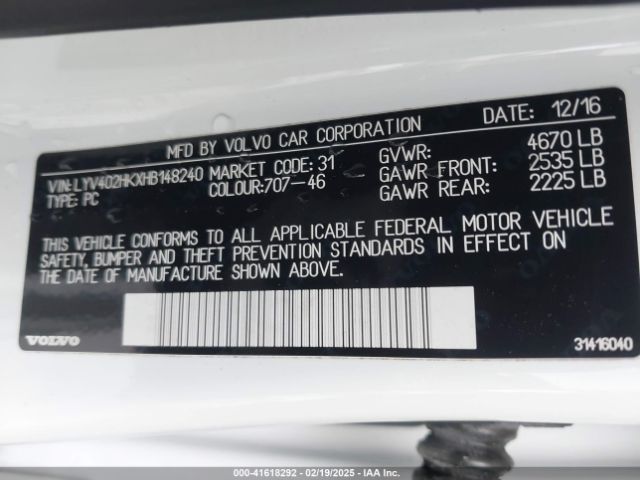 LYV402HKXHB148240 Volvo S60 Inscription T5