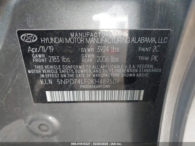 Hyundai ELANTRA SE 2019 5NPD74LF0KH489509 Image 9