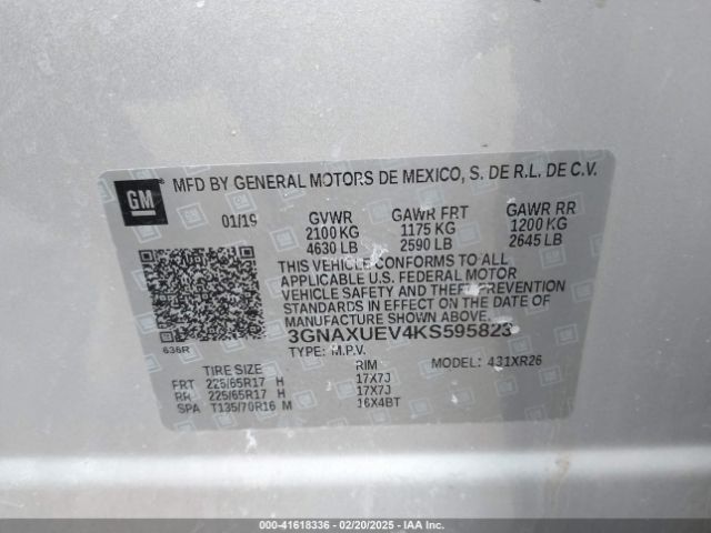 3GNAXUEV4KS595823 Chevrolet EQUINOX LT