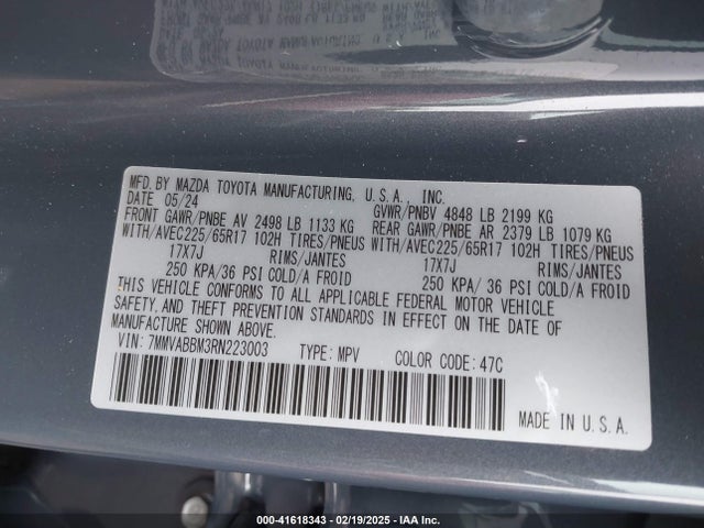 Aukcja sprzedaży 2024 Mazda Cx-50 2.5 S Preferred, vin: 7MMVABBM3RN223003, numer aukcji: 41618343