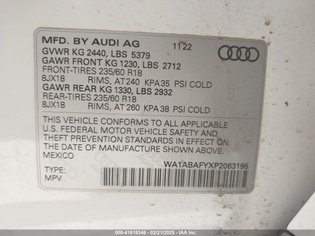 WA1ABAFYXP2063195 Audi Q5 Premium 40 Tfsi Quattro S Tronic