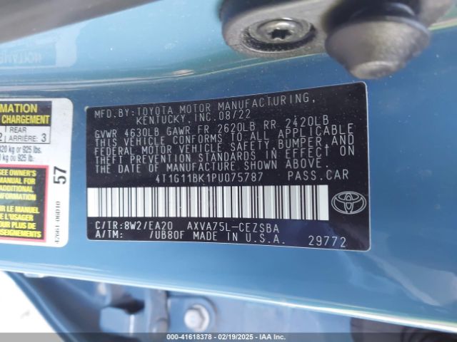 4T1G11BK1PU075787 Toyota Camry Se Awd