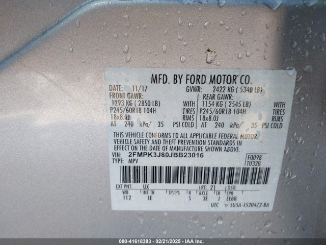 Ford EDGE SEL 2018 2FMPK3J80JBB23016 Image 9
