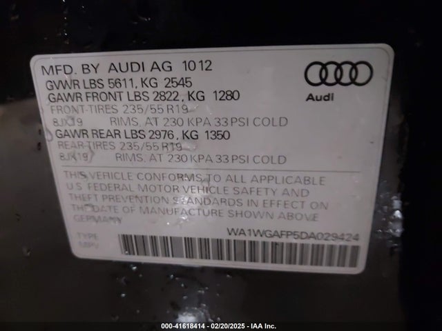 2013 AUDI Q5 WA1WGAFP5DA029424 Photo 8