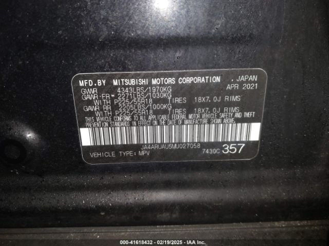 JA4ARUAU5MU027058 Mitsubishi Outlander Sport 2.0 Be Awc/2.0 Es Awc/2.0 Le Awc/2.0 Se Awc