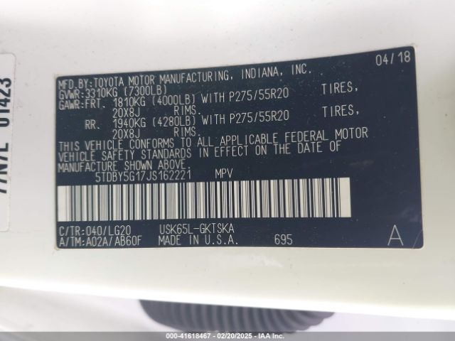 5TDBY5G17JS162221 Toyota Sequoia Trd Sport
