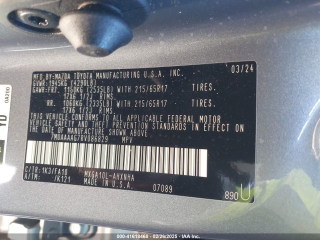 7MUAAAAG7RV086829 Toyota Corolla Cross L