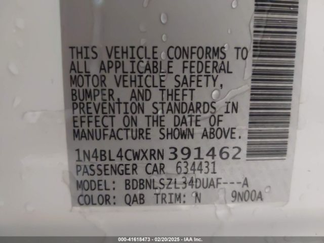 1N4BL4CWXRN391462 Nissan Altima Sr Intelligent Awd