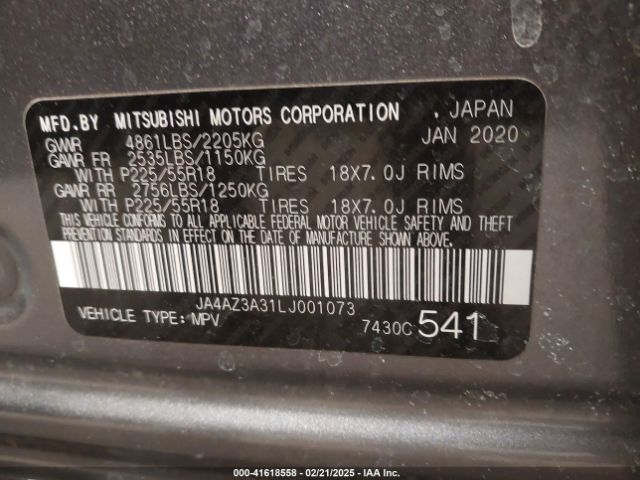 JA4AZ3A31LJ001073 Mitsubishi Outlander Sel 2.4 S-awc